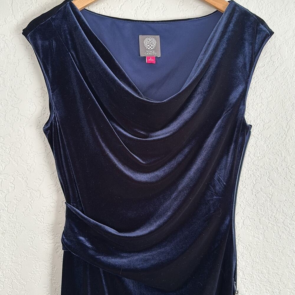 NEW Vince Camuto Midnight Blue Velvet Wrap Dress Sleeveless Size 6 Party $128 - Picture 2 of 8